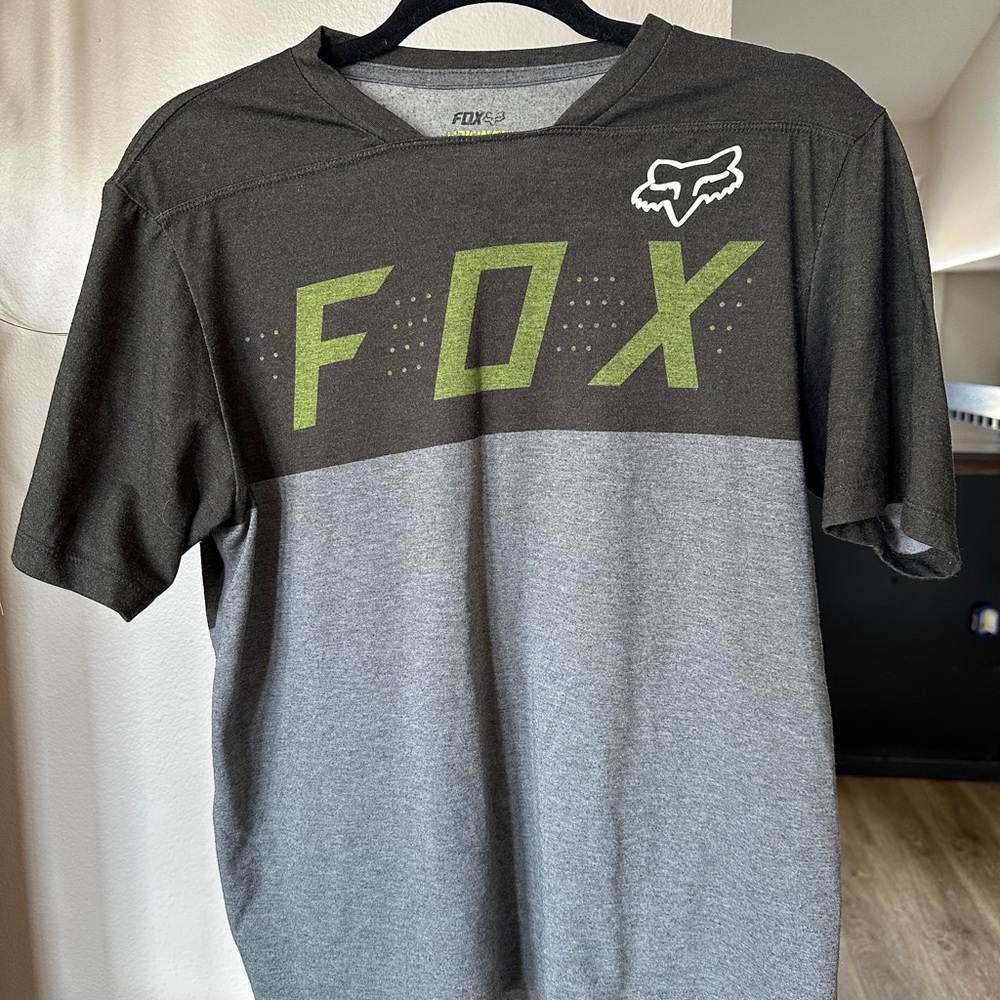 Fox Men's Charcoal and Olive Graphic Tee MTB